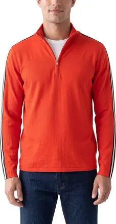 N.Peal N. PEAL Stripe 1/2-Zip Cashmere-Blend Mock Neck Sweater
