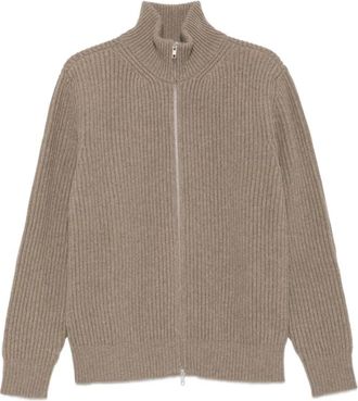 Maison Margiela Ribgebreid vest met hoge hals en rits - Heren - Vesten - Grijs - M - Truien & Vesten