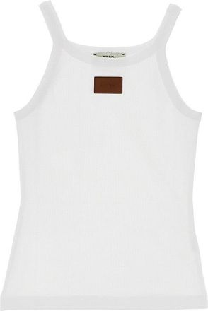 Fendi Ribbed tank top with leather patch Woman L