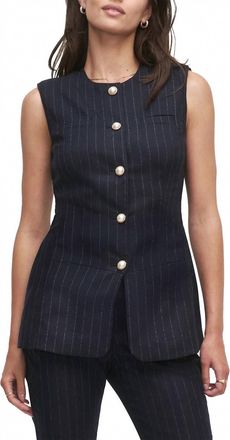 Favorite Daughter Clocking In Pinstripe Top In Blue