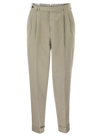 Pantaloni Torino Carrot Trousers In Lyocell And Linen Blend