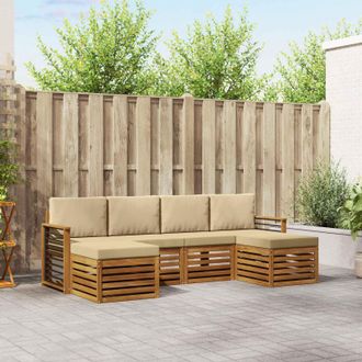 vidaXL Vidaxl Set Di Divani Da Esterno 6 Pz Naturale E Beige