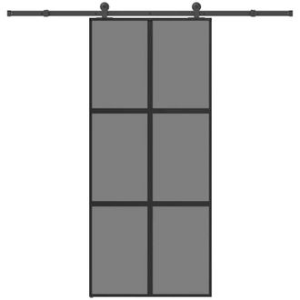 vidaXL Puerta Corredera Set Herrajes Vidrio Templado Aluminio 90x205cm