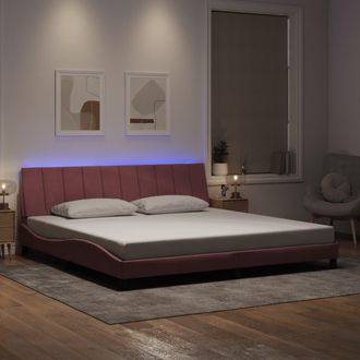 vidaXL Estructura De Cama Con Luces Led Terciopelo Rosa 200x200 Cm Vidaxl