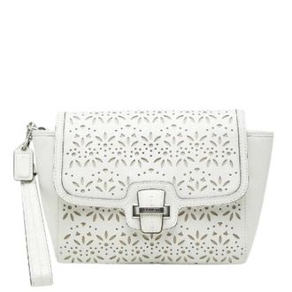 Coach Pre-owned Clutches, female, White, Size: ONE SIZE Pre-owned Taylor Eyelet Leather Clutch Bag