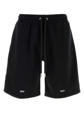 Off-white Black Cotton Bermuda Shorts