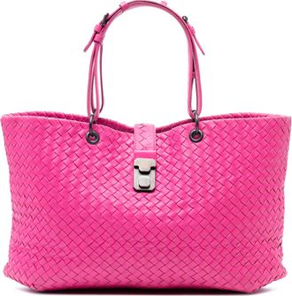 Bottega Veneta Womens Pre-owned Large Nappa Intrecciato Capri Tote - Poppy Leather - One Size