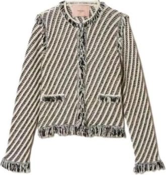 Twinset Gestreepte Motief Jas - Dames - Zomerjassen - Veelkleurig - L - Katoen - Jassen