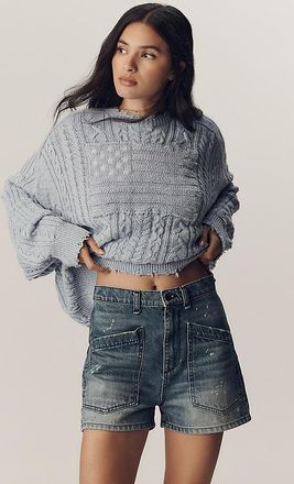 ASKK NY Virginia Paint Splatter Denim Shorts