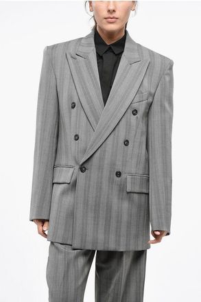 Max Mara SPORTMAX Double-breasted MERLOT Herringbone Blazer size 42