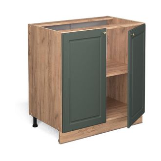 Vicco Armario Bajo Para Fregadero Fame-line, Verde Dorado Casa De Campo, 80 Cm Con Estante, Et Roble Vicco