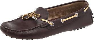 Tod's Tods Brown/gold Leather Bow Slip On Loafers
