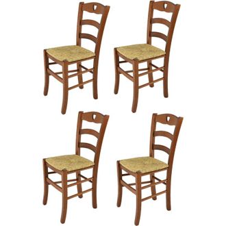 Tommychairs Tommychairs 4 Sillas Cuore En Haya Anilina Verde Y Asiento De Paja