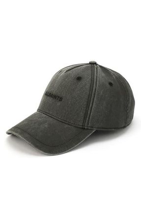 AllSaints Embroidered Logo Baseball Cap in Washed Black at Nordstrom