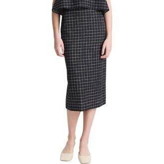Vince Trellis Plaid Pencil Skirt in Black/Cream at Nordstrom Rack, Size 00