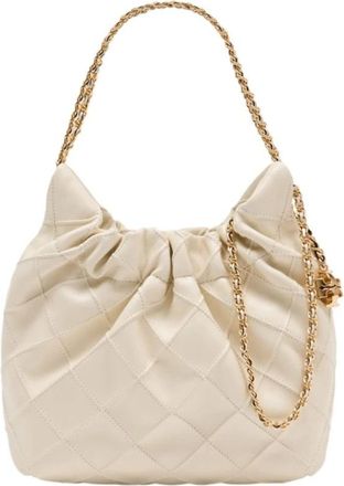 Tory Burch Fleming Mini Schoudertas - Dames - Schoudertassen - Beige - ONE Size - Leer - Tassen