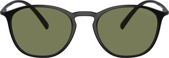 Giorgio Armani 0ar8186u Rounded Square Black Nylon Sunglasses with Olive Green Lenses