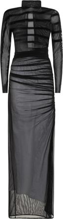 Jean Paul Gaultier Zwarte Coltrui Jurk met Strepen - Dames - Maxi kleedjes - Zwart - S - Kleedjes