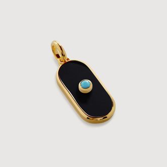 Monica Vinader Gold Gemstone Tablet Pendant Charm Black Onyx