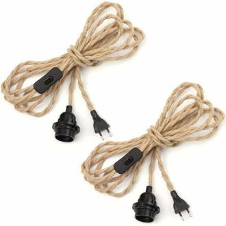OEM Par De Guirnaldas De Luces De 4,5 M Para L&aacute;mparas De Ara&ntilde;a, Casquillo E27, Interruptor Con Cable Para Bombilla, Portal&aacute;mparas Industrial Diy, Cable Vi
