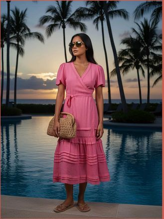 Nooki Design Womens Bailey Maxi Wrap Dress - Bubblegum - Pink - Size: 10/8