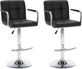 vidaXL Bar Stools 2 pcs Black Faux Leather Vidaxl