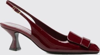 Sergio Rossi SR1 Sculpt Patent Leather Slingback Pumps with Square Toe and Logo Plaque