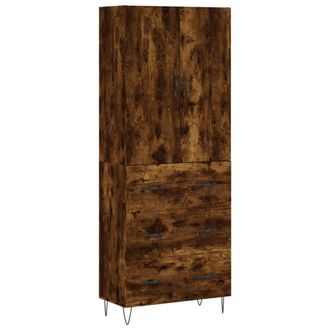 Berkfield Home Highboard Smoked Oak 69.5x34x180 cm Engineered Wood in Brown