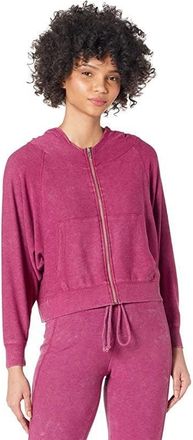 Chaser Batwing Hoodie Womens Pink Stretch Long Sleeve Full Zip GBO188