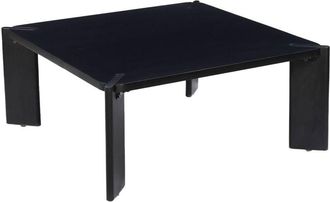 Sweeek Square coffee table in solid mango wood, Reva, black, 80x80x36 cm