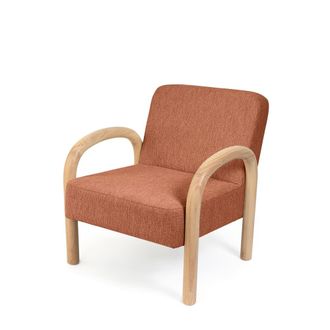 Koketto Home Butaca baja moderna con estructura de madera y tejido terracota