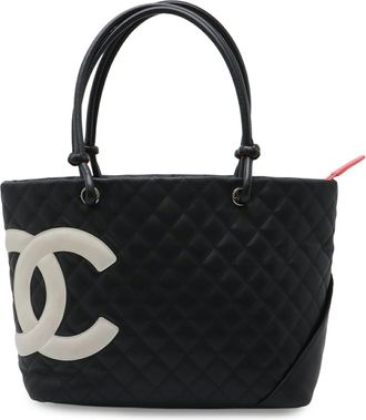 Chanel Black Pink White Leather Shoulder Bag Tote Bag (Pre-Owned)
