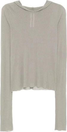 Rick Owens Felpa a coste con cappuccio - Toni neutri