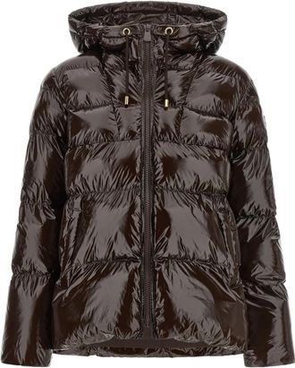 Pinko Eleodoro Padded Down Jacket - Dames - Gewatteerde jassen - Bruin - L - Leer - Jassen