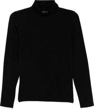agnès b. plain long-sleeves T-shirt - women - Viscose/Elastane - 1 - Black