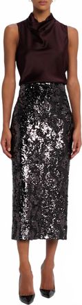 Veronica Beard Koa Sequined Midi Skirt In Dark Currant