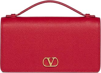 Valentino Garavani VLogo Chain Wallet - Dames - Handtassen - Rood - ONE Size - Leer - Tassen