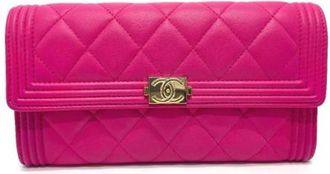 Chanel Pre-owned Fur wallets - Dames - Vintage Accessoires - Roze - ONE Size - Leer - Vintage