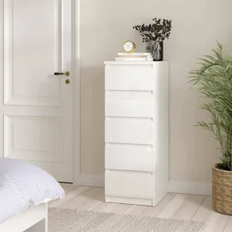 Dmora Dmora Commode &Agrave; Cinq Tiroirs, Coloris Blanc Brillant, 40 X 111 X 50 Cm