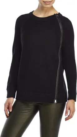 Vince Leather Trim Knit Jumper Size XS