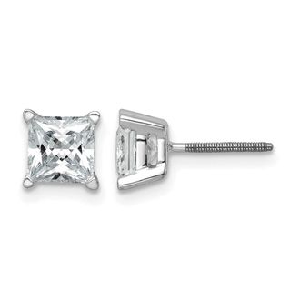 Diamond2Deal 14k Gold 2 ct Princess Lab Grown Diamond Stud Earrings VS Clarity, D-E Color