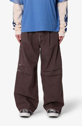 mnml Pleated Denim Jeans in Rinsed Brown at Nordstrom, Size 36