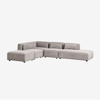 Sklum Sklum - Divano componibile angolare in 4 pezzi con chaise longue destra e pouf Fogler