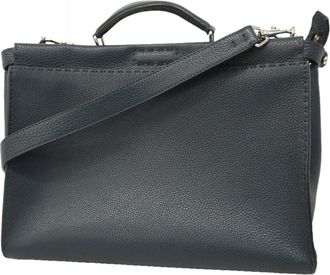 Fendi Black Navy Leather Briefcase (Pre-Owned)