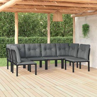 vidaXL Juego De Muebles De Jard&iacute;n 6 Pzas Rat&aacute;n Sint&eacute;tico Negro Y Gris Vidaxl