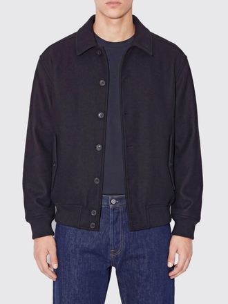 Ferragamo Black Wool Blend Bomber Jacket with Classic Collar and Flap Pockets