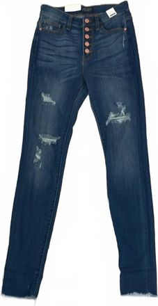 Judy Blue Womens High Waist Button Up Jeans In Blue