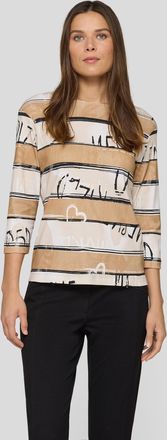 Rabe 3/4-Arm-Shirt RABE, Damen, Gr. 36, mandel, Jersey, Obermaterial: 100% Baumwolle, bedruckt, regular fit normal, Rundhals, gerader Abschluss, Shirts 3/4