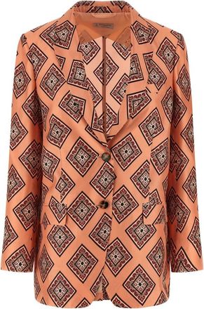 Alberto Biani Enkelrijige Zijden Blazer - Dames - Blazers - Roze - L - Leer - Jassen