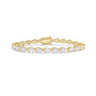Diana M. Jewels 14kt Yellow Gold 56cts Lab Grown Pear Diamond East-West Tennis Bracelet